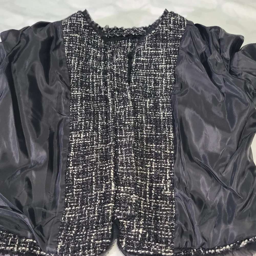 DDMorris Paris Black Tweed Women's Blazer/ Jacket‎ NWT Size 44/Small